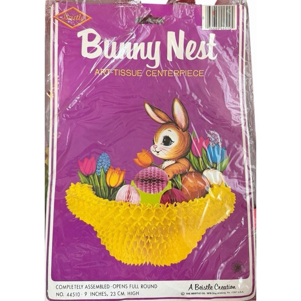 Vintage Beistle Bunny Nest Easter Honeycomb Centerpiece‎ Tissue Decor NEW